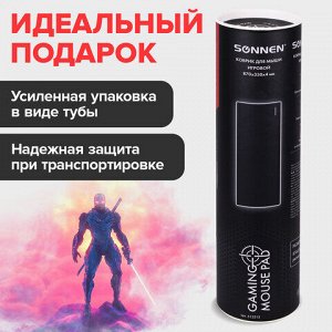 Коврик для мыши и клавиатуры большой SONNEN "WIDE RANGE", резина+ткань, 870х350х4 мм, чёрный, 513315