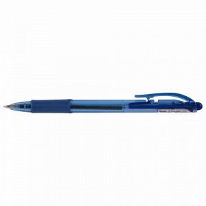 Ручка шариковая масляная автоматическая с грипом PENTEL (Япония) "Fine Line", СИНЯЯ, линия письма 0,27 мм, BK417-CN