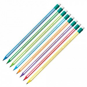 Карандаш чернографитный BIC, 1 шт., "Evolution Stripes", HB, с ластиком, корпус ассорти, 8960342