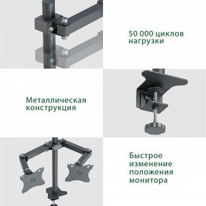 Кронштейн для двух мониторов К-502 VESA 75х75-100х100, 17"-32", до 16 кг, РЭМО, 4603225012979, 960059