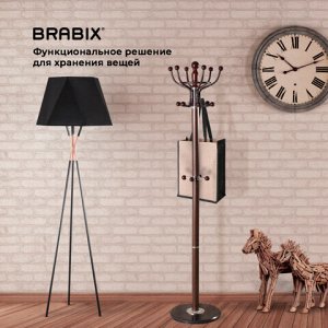 Вешалка-стойка BRABIX "CR-282", металл/мрамор, 1,8 м, на диске диаметром 36 см, 6 крючков + 4 дополнительных, коричневая, 601745