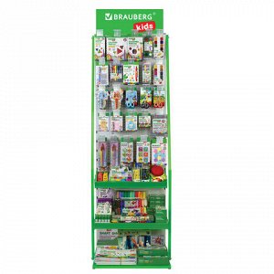 Стойка для размещения товара напольная BRAUBERG KIDS, 205x60x50 см, 25 крючков, 3 полки, 506321