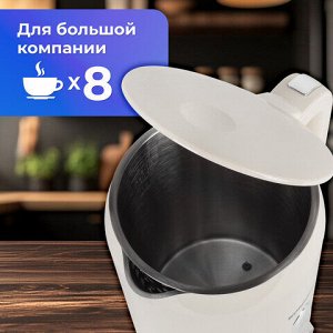 Чайник с терморегулятором и дисплеем, ДВОЙНЫЕ СТЕНКИ, SONNEN KT-8721, 1,7 л, 2200 Вт, бежевый, 454688