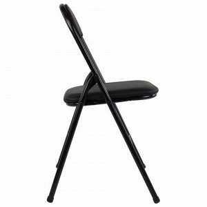 Стул складной BRABIX "Golf CF-007", черный каркас, кожзам черный, гофрокороб, 533024