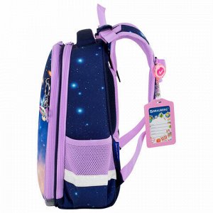 Ранец BRAUBERG PREMIUM, 2 отделения, с брелоком, "Night catcher", СВЕТЯЩИЙСЯ, 38х29х16 см, 273099