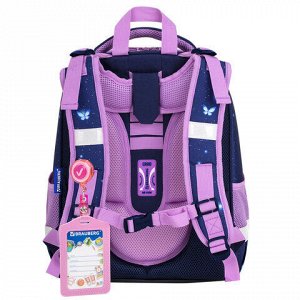 Ранец BRAUBERG PREMIUM, 2 отделения, с брелоком, "Night catcher", СВЕТЯЩИЙСЯ, 38х29х16 см, 273099