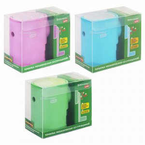 Точилка механическая BRAUBERG KIDS, для простых и цветных карандашей, цвет корпуса ассорти, 272006