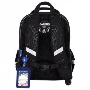 Ранец BRAUBERG QUADRO, 3 отделения, с брелком, Fire spider, 37х28х18 см, 273106