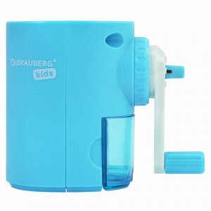 Точилка механическая BRAUBERG KIDS, для простых и цветных карандашей, корпус голубой, крепление к столу, 272005