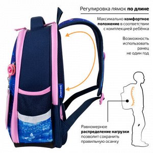 Ранец BRAUBERG FIT, 2 отделения, Night watcher, СВЕТЯЩИЙСЯ, 38х27х14 см, 273108