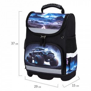 Ранец ЮНЛАНДИЯ WISE, 1 отделение, 3 кармана, устойчивое дно, Space driver, 37х29х15 см, 273163