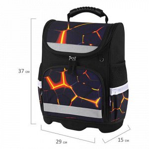Ранец ЮНЛАНДИЯ WISE, 1 отделение, 3 кармана, устойчивое дно, Volcano split, 37х29х15 см, 273162
