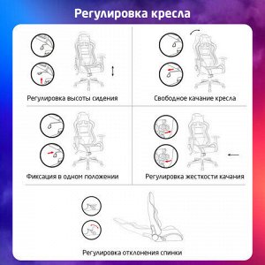Кресло компьютерное BRABIX "GT Racer GM-100", две подушки, ткань, черное/голубое, 531818