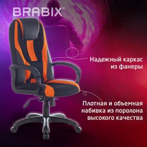 Кресло компьютерное BRABIX PREMIUM "Rapid GM-102", экокожа/ткань, черно/оранжевое, 532420, GM-102_532420