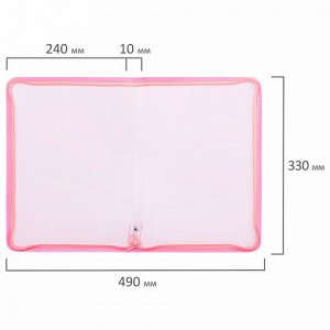 Папка объемная на молнии пластиковая BRAUBERG PASTEL, А4, 330х240 мм, 600 мкм, цвет персиковый, 271972