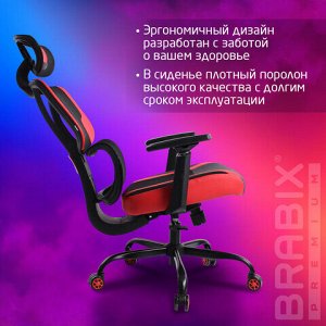 Кресло BRABIX PREMIUM "Toxin GM-520", синхромеханизм, экокожа/сетка/ткань, черное/красное, 532950