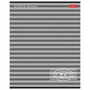 Тетрадь А5, 96 л., HATBER, скоба, линия, обложка картон, "ПОЛОСОЧКИ" (микс), 033678, 96Т5B2