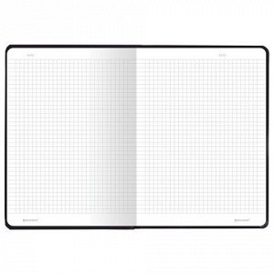Блокнот с резинкой в клетку 96 л., А5 145х203 мм, твердая обложка, BRAUBERG, "Minimal", чёрный, 115532