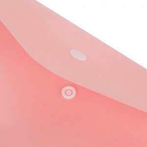 Папка-конверт с кнопкой BRAUBERG "Pastel", А4, матовая непрозрачная, персиковая, ПРОЧНАЯ 0,2 мм, 272882