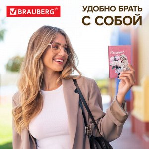 Обложка для паспорта натуральная кожа флоттер, принт "Девушка", цвет пудрово-розовый, BRAUBERG, 238868