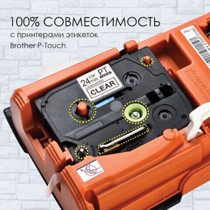Картридж для принтеров этикеток BROTHER SAKURA S'OK TZE151, 24 мм x 8 м, чёрный шрифт, прозрачный фон, 1711532