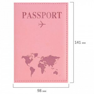 Обложка для паспорта НАБОР 2 штуки, экокожа soft-touch, черная/нежно-розовая, STAFF, 238766