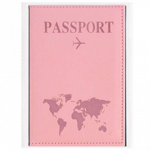 Обложка для паспорта НАБОР 2 штуки, экокожа soft-touch, черная/нежно-розовая, STAFF, 238766