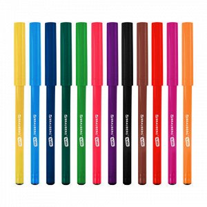Фломастеры BRAUBERG KIDS КЛАССИЧЕСКИЕ 12 цветов, вентилируемый колпачок, ПВХ-упаковка, 152601