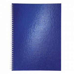 Тетрадь бумвинил А4 96 л., гребень, офсет №1, клетка, "СИНЯЯ Metallic", HATBER, 077200, 96Т4бвВ1гр