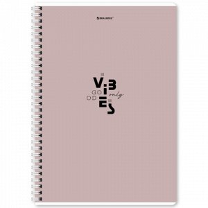 Тетрадь А4, 96 л., BRAUBERG, гребень, клетка, матовая ламинация, "Пастель_3" (микс в спайке), 405320