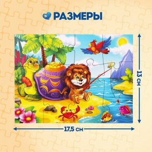 Пазлы картонные 12 элементов + 35 элементов, КОМПЛЕКТ 32 шт., поле 17,5х13 см, РК
