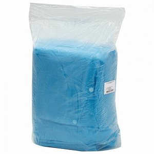 Халат одноразовый голубой на кнопках КОМПЛЕКТ 10 шт., XL, 52-54 размер, 110 см, рукав на резинке, 30 г/м2, ОПТИТРЕЙД