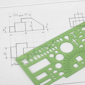 Линейка офицерская 20 см, BRAUBERG, зеленая, 65 тактических элементов, отливная шкала, 210833