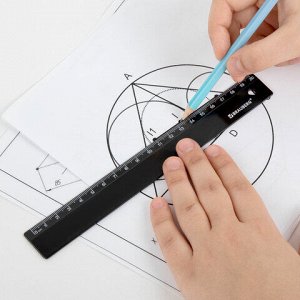 Линейка пластиковая 20 см, BRAUBERG, черная, 210829