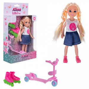 КУКЛА "Alisa Little Love", НАБОР, с самокатом и роликами, 14,4 см, АССОРТИ, 3 вида, 1TOY