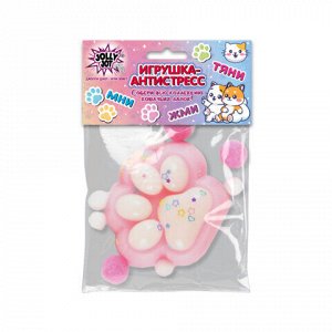 Игрушка-антистресс "ДВУХЦВЕТНАЯ КОШАЧЬЯ ЛАПКА С ПОМПОНАМИ", 7х6 см, ассорти 4 вида, дисплей, JOLLY JOT (ДЖОЛЛИ ДЖОТ), 665768