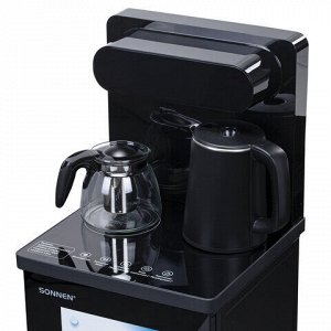 Кулер для воды с чайником SONNEN TBE-01 Tea Bar, напольный, ОХЛАЖДЕНИЕ ЭЛЕКТРОННОЕ, сенсорное управление, пульт ДУ, дисплей, шкафчик, 455749