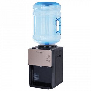 Кулер для воды SONNEN TSE-03BBP, настольный, НАГРЕВ/ОХЛАЖДЕНИЕ ЭЛЕКТРОННОЕ, 3 крана, черный/бежевый, 455751