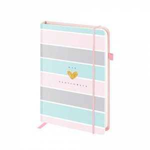 Скетчбук, слоновая кость 140 г/м2, 130х210 мм, 80 л., софт-тач, резинка, BRAUBERG ART CLASSIC, "Polo style", 116468