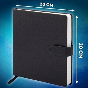 Скетчбук, белая бумага 140 г/м2 200х200 мм, 80 л., КОЖЗАМ, застежка, BRAUBERG ART CLASSIC, черный, 116463