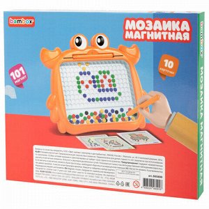 Мозаика магнитная развивающая для детей "Краб", стилус, 101 магнит, 10 карточек, BAMBOX, 665889