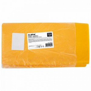 Пакет "майка" КОМПЛЕКТ 100 штук, 38+20х70, ПНД желтый, 25 мкм, LAIMA, 700791