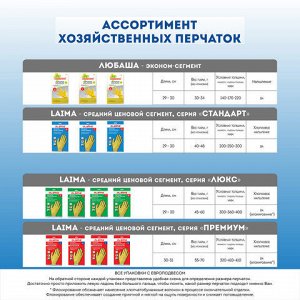 Перчатки МНОГОРАЗОВЫЕ латексные LAIMA "СТАНДАРТ", хлопчатобумажное напыление, ПЛОТНЫЕ, размер М (средний), желтые, вес 40 г, 600353