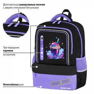 Рюкзак BRAUBERG STAR, 1 отделение, 5 карманов, "Spaceshake", черный, 40x29x13 см, 273131