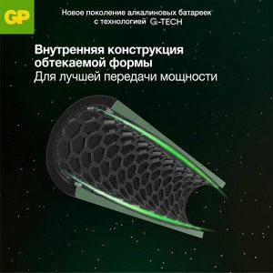 Батарейки КОМПЛЕКТ 4 шт., GP Super G-Tech, AA (LR06, 15 А), алкалиновые, пальчиковые, в пленке, 15AA21, 15ARS-2SB4