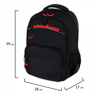 Рюкзак BRAUBERG FORCE, 2 отделения, 5 карманов, "Bright red", 39х28х17 см, 273154