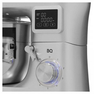 Миксер планетарный BQ (БИ-КЬЮ) MX640, 1600 Вт, 6 скоростей, 3 насадки, металлическая чаша 6 л, серебро, 86194435