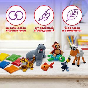 Пластилин супер лёгкий воздушный 36 шт. (32 цвета + 2 белых + 2 черных), 360 г, 3 стека, ЮНЛАНДИЯ, 105908