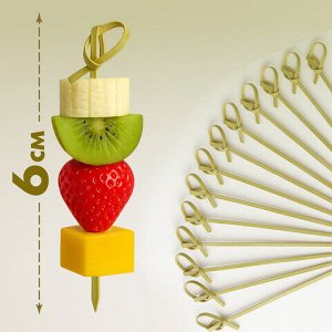 Пики (шпажки) для канапе бамбуковые УЗЕЛОК, 6 см, 100 шт., КП, 123314