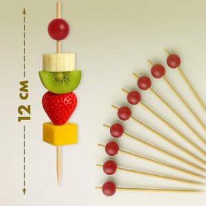 Пики для канапе бамбуковые "Жемчужина Красная", 12 см, 100 шт., КП, 139418